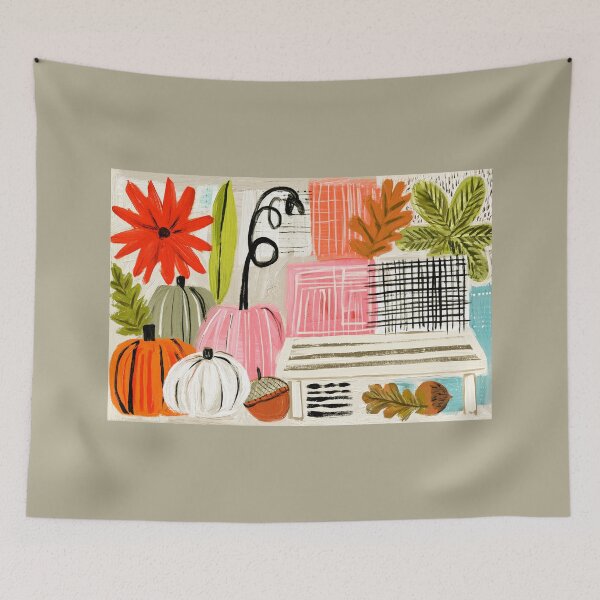 Item preview, Colorful Autumn Pumpkins, Leaves and Acorns with Bold Shapes and Festive Seasonal Patterns designed and sold by OlfactoART Studio.