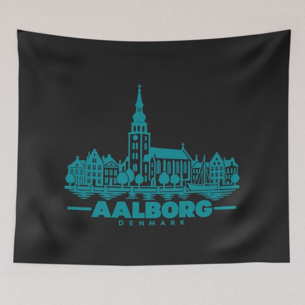 Item preview, Aalborg Denmark Line Art Skyline Poster designed and sold by CMYKStudio.