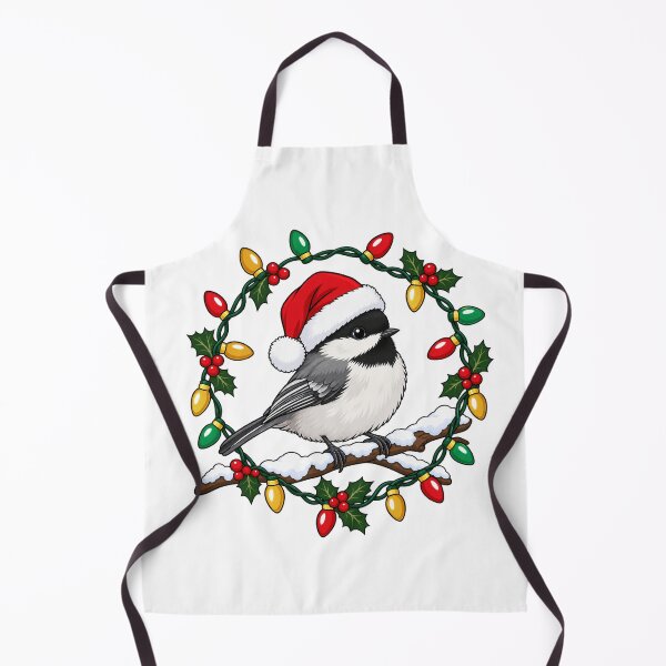 Item preview, Christmas Chickadee in Festive Lights and Holly designed and sold by skyartdesign.