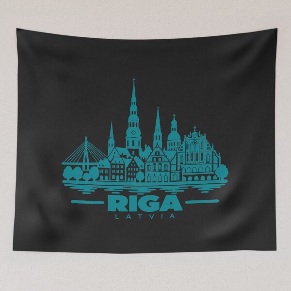 Item preview, Riga Latvia Line Art Skyline Poster designed and sold by CMYKStudio.