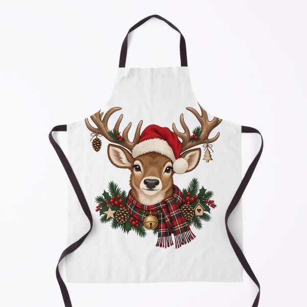 Item preview, Rustic Christmas Reindeer with Plaid Winter Scarf designed and sold by skyartdesign.