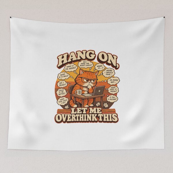 Item preview, Overthinking Cat Funny Retro Vintage designed and sold by jankizkhan.