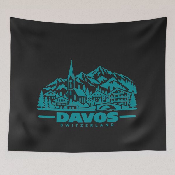 Item preview, Davos Switzerland Line Art Travel Poster designed and sold by CMYKStudio.