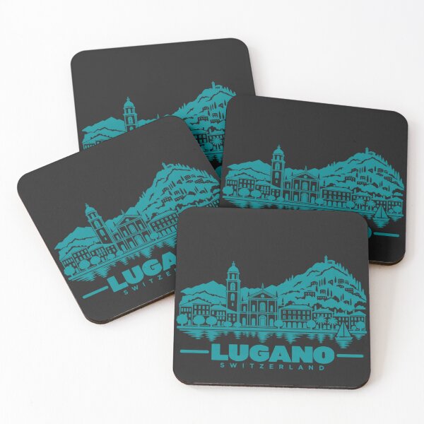 Item preview, Lugano Switzerland Line Art Coastline Poster designed and sold by CMYKStudio.