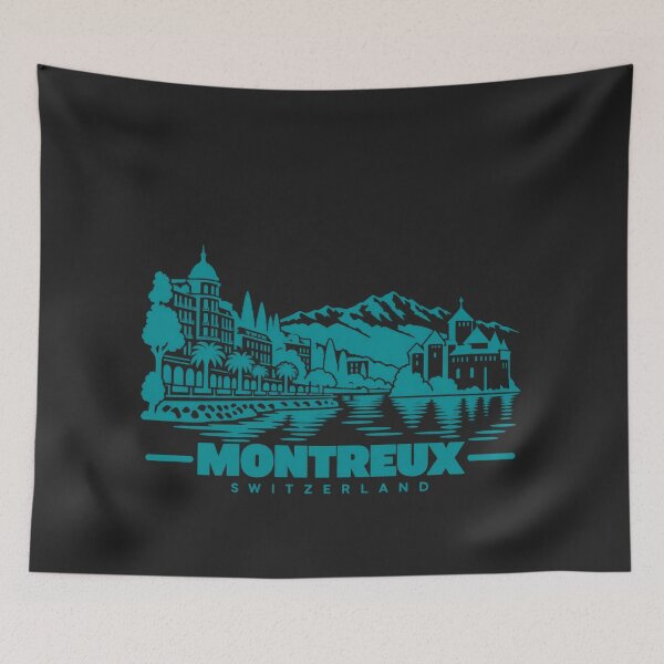 Item preview, Montreux Switzerland Line Art Coastline Poster designed and sold by CMYKStudio.