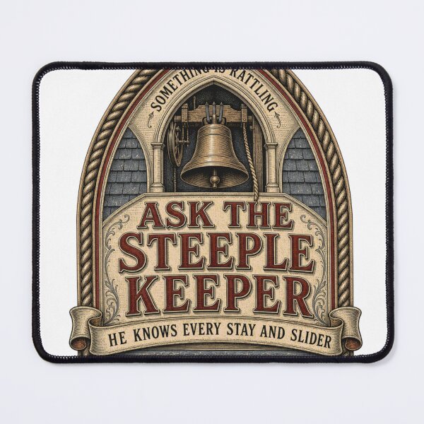 Item preview, Ask The Steeple Keeper Bell Tower Maintenance Emblem designed and sold by BoosterShop.