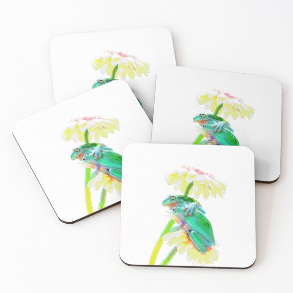 Item preview, Two Frogs Two Daisies - Whimsical Frog Couple Art designed and sold by ECE Love.