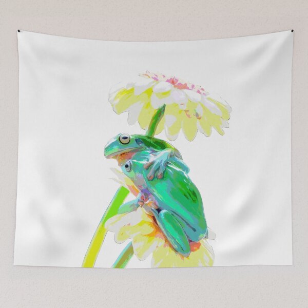 Item preview, Two Frogs Two Daisies - Whimsical Frog Couple Art designed and sold by ECE Love.
