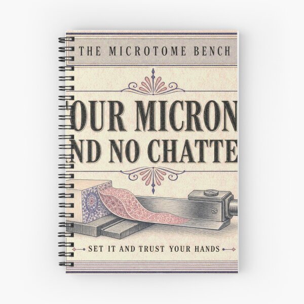 Item preview, Four Microns And No Chatter microtome slide emblem designed and sold by BoosterShop.