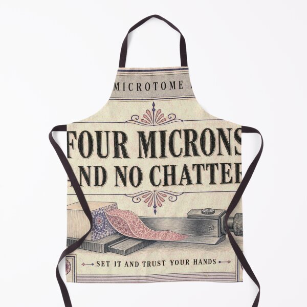 Item preview, Four Microns And No Chatter microtome slide emblem designed and sold by BoosterShop.