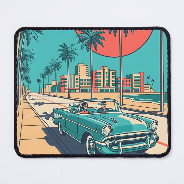 Item preview, Couple in Vintage Turquoise Classic Car – Retro Coastal Drive Design designed and sold by Sea Gem.