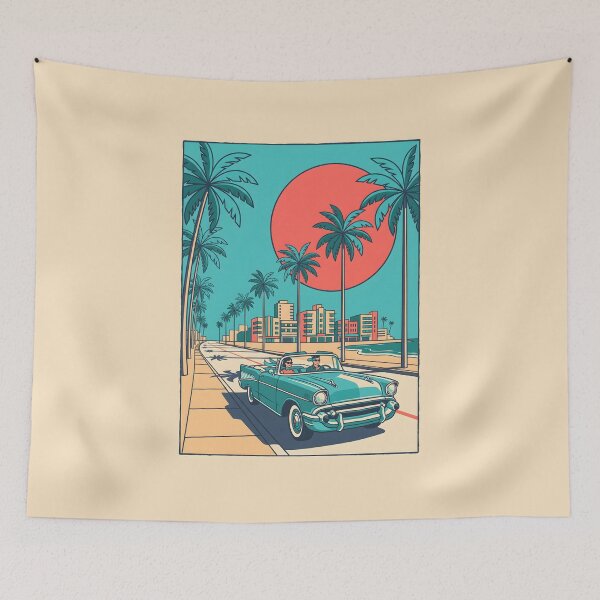Item preview, Couple in Vintage Turquoise Classic Car – Retro Coastal Drive Design designed and sold by Sea Gem.