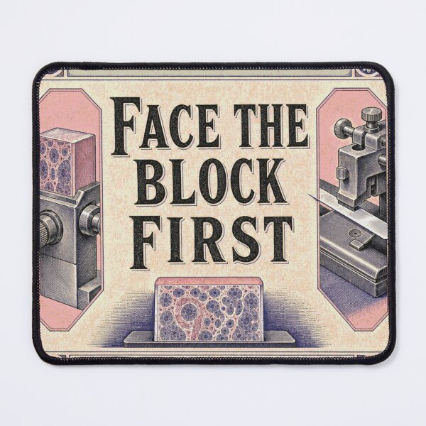 Item preview, Face The Block First paraffin block histology emblem designed and sold by BoosterShop.