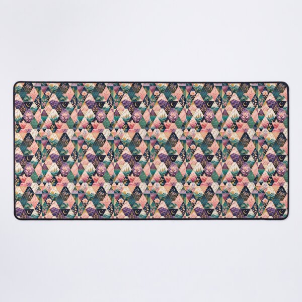 Item preview, Luxury Geometric Botanical Mosaic – Pink Teal Gold Nature Pattern designed and sold by vinothmech53.