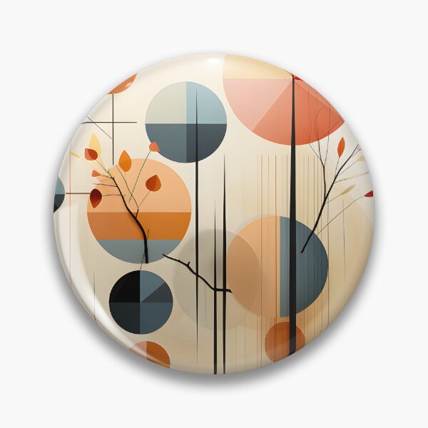 Item preview, Mid Century Geometric Botanical Abstract in Orange and Blue designed and sold by GutyzDesignsES.