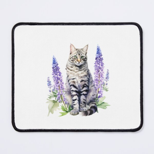 Item preview, Lupine Flower Cat | Elegant Botanical Floral Art designed and sold by Mandayartstudio.