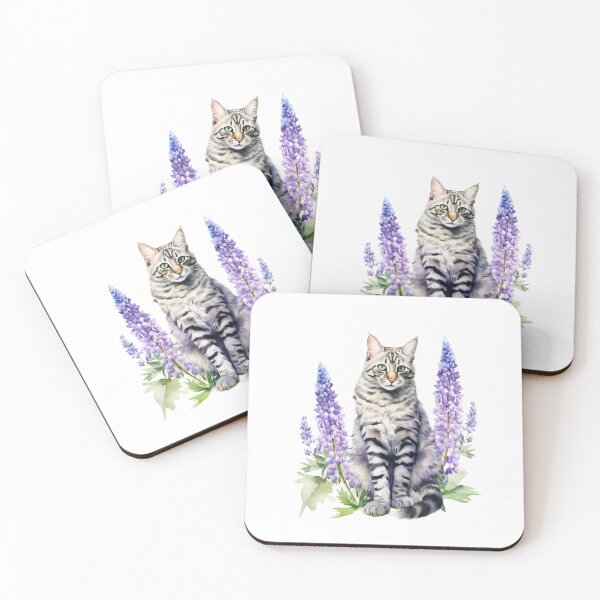 Item preview, Lupine Flower Cat | Elegant Botanical Floral Art designed and sold by Mandayartstudio.