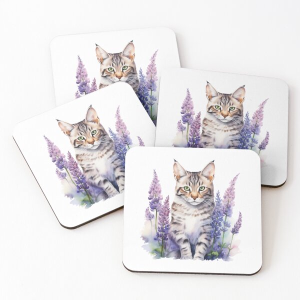 Item preview, Lupine Flower Cat | Elegant Botanical Floral Art designed and sold by Mandayartstudio.