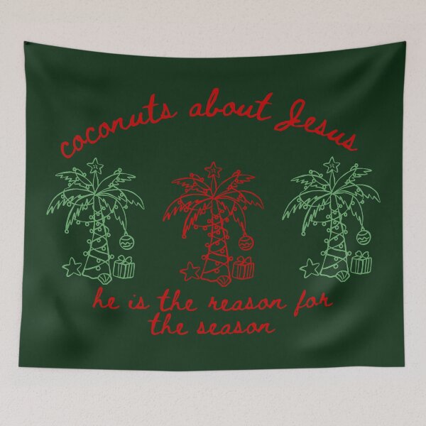 Item preview, Coconuts About Jesus the Reason for the Season Tropical Christmas Palm Trees Beach Holiday Red and Green Doodle designed and sold by Forevermore.