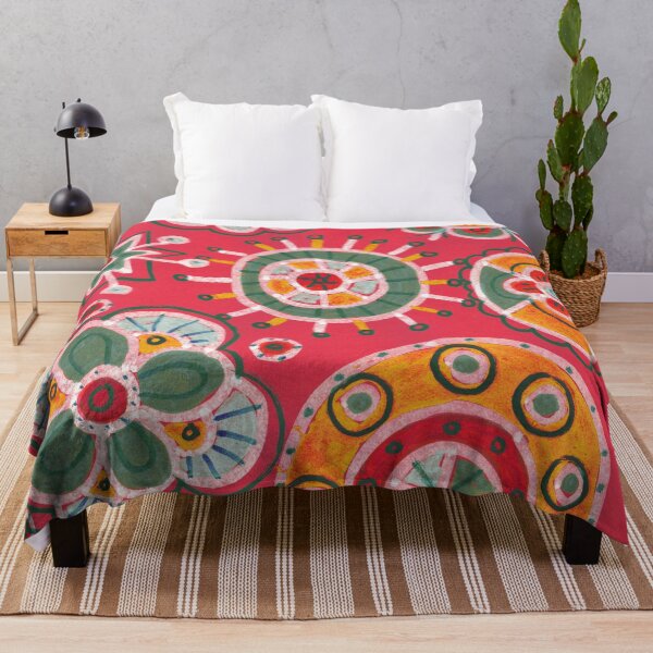 Item preview, Dark Pink Boho Folk Art Flowers and Mandalas designed and sold by Fani*.