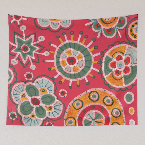 Item preview, Dark Pink Boho Folk Art Flowers and Mandalas designed and sold by Fani*.