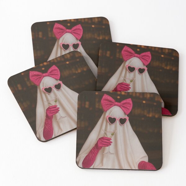 Item preview, Coquette Ghost with Martini - Spooky Glamour and Heart-Shaped Glasses designed and sold by conamor-bymel.