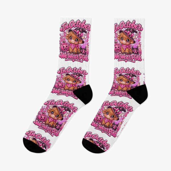 Item preview, Highland Cow in October We Wear Pink Breast Cancer Month designed and sold by QuiteOrbit.