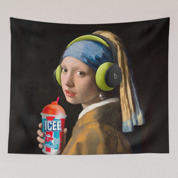 Item preview, Girl With Headphones and Frozen Drink designed and sold by RamFor6.