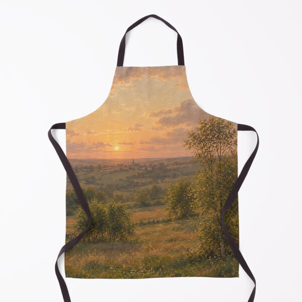 Item preview, Golden Sunset Over Countryside Village Impressionist Landscape designed and sold by GutyzDesignsES.