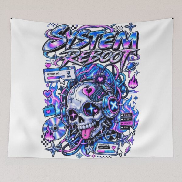 Item preview, System Reboot Cyber Skull Y2K Chrome Cybercore Design designed and sold by EssentialsWear.