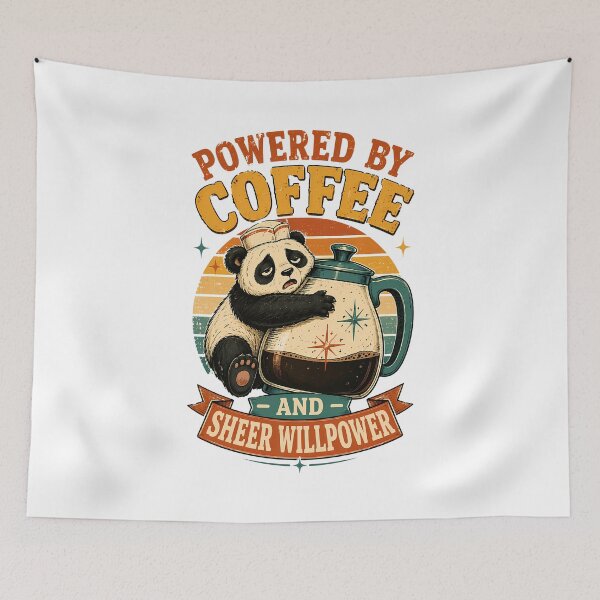 Item preview, Powered By Coffee Panda Retro Tee designed and sold by Dazzle-Sizzle.