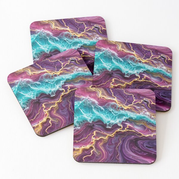 Item preview, NEON TIDE•FLUID RESIN ART•TURQUOISE MAGENTA GOLD•ABEL LUGO•LSV designed and sold by Lugo Sunset Visions.