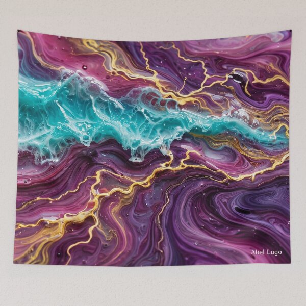 Item preview, NEON TIDE•FLUID RESIN ART•TURQUOISE MAGENTA GOLD•ABEL LUGO•LSV designed and sold by Lugo Sunset Visions.