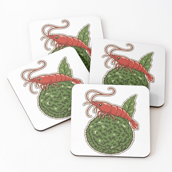 Item preview, Cherry Shrimp on Marimo Moss Ball Sticker | Cute Aquarium Die Cut designed and sold by StickyGuys.