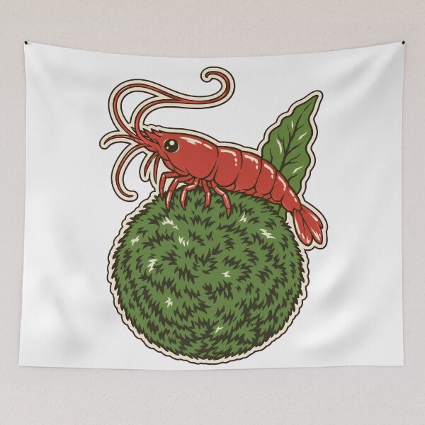 Item preview, Cherry Shrimp on Marimo Moss Ball Sticker | Cute Aquarium Die Cut designed and sold by StickyGuys.