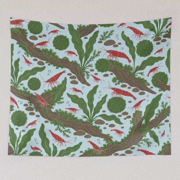 Item preview, Cherry Shrimp Aquascape Seamless Pattern | Planted Aquarium Moss and Driftwood designed and sold by StickyGuys.