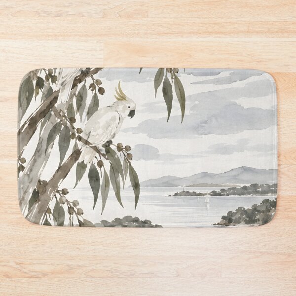 Item preview, White Cockatoos in Eucalyptus Tree Coastal Watercolor designed and sold by GutyzDesignsES.