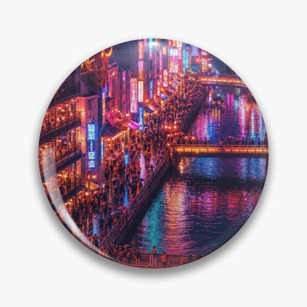Item preview, Osaka Dotonbori Neon Rain – Japanese Night Cityscape designed and sold by vekotpu.