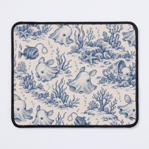 Item preview, Dumbo Octopus Toile Seamless Pattern | Deep Sea Creature Toile de Jouy designed and sold by StickyGuys.
