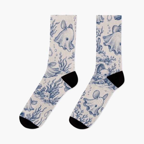 Item preview, Dumbo Octopus Toile Seamless Pattern | Deep Sea Creature Toile de Jouy designed and sold by StickyGuys.
