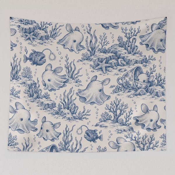 Item preview, Dumbo Octopus Toile Seamless Pattern | Deep Sea Creature Toile de Jouy designed and sold by StickyGuys.
