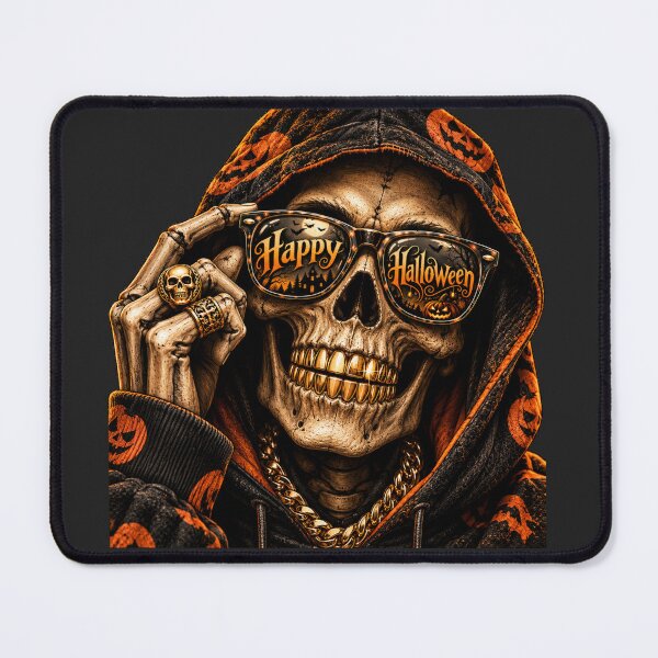 Item preview, Gold Grill Skeleton Halloween Portrait Art – Spooky Hoodie Sunglasses Print designed and sold by MagicMakerPh.