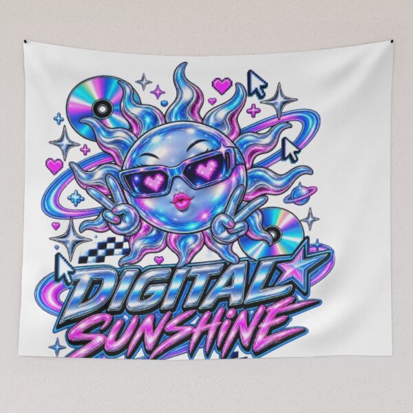 Item preview, Digital Sunshine Y2K Chrome Sun Retro Cybercore Aesthetic designed and sold by EssentialsWear.
