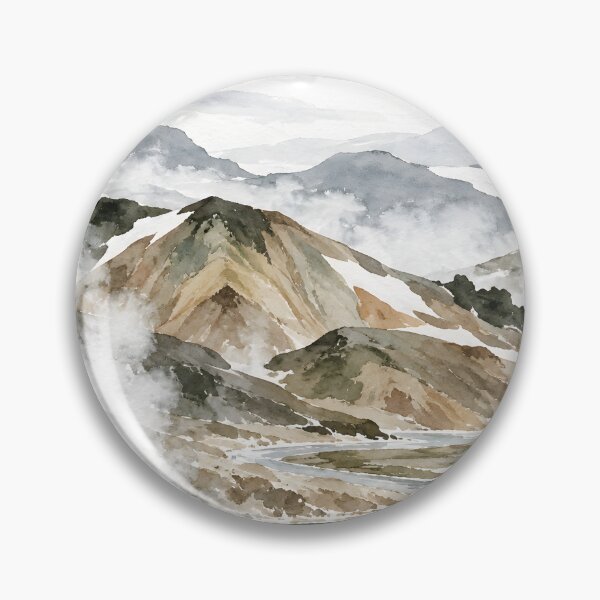 Item preview, Geothermal Mountain Valley Watercolor Landscape designed and sold by GutyzDesignsES.
