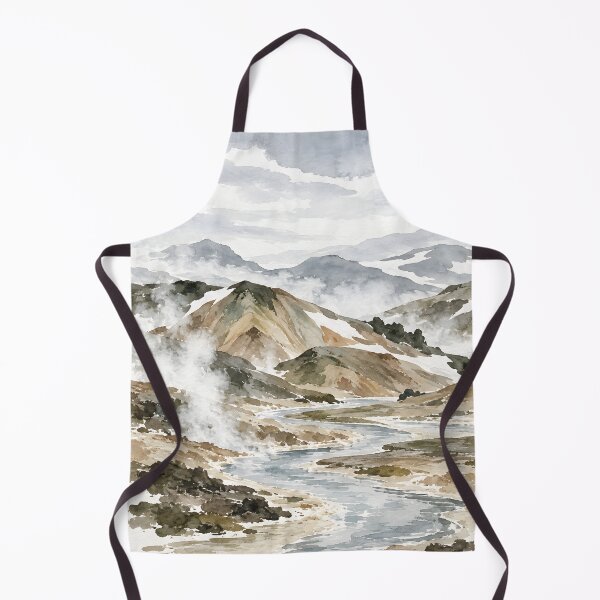 Item preview, Geothermal Mountain Valley Watercolor Landscape designed and sold by GutyzDesignsES.