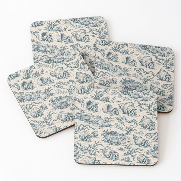 Item preview, Hermit Crab Toile Seamless Pattern | Seaside Tide Pool Toile de Jouy designed and sold by StickyGuys.