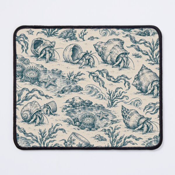 Item preview, Hermit Crab Toile Seamless Pattern | Seaside Tide Pool Toile de Jouy designed and sold by StickyGuys.