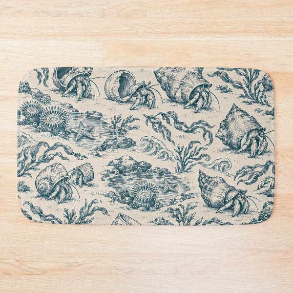 Item preview, Hermit Crab Toile Seamless Pattern | Seaside Tide Pool Toile de Jouy designed and sold by StickyGuys.