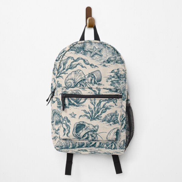 Item preview, Hermit Crab Toile Seamless Pattern | Seaside Tide Pool Toile de Jouy designed and sold by StickyGuys.