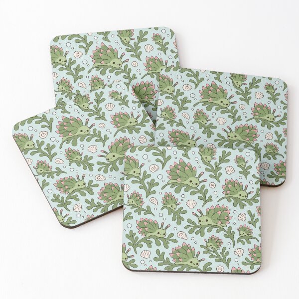 Item preview, Leaf Sheep Sea Slug Seamless Pattern | Cute Kawaii Ocean Creature Repeat designed and sold by StickyGuys.